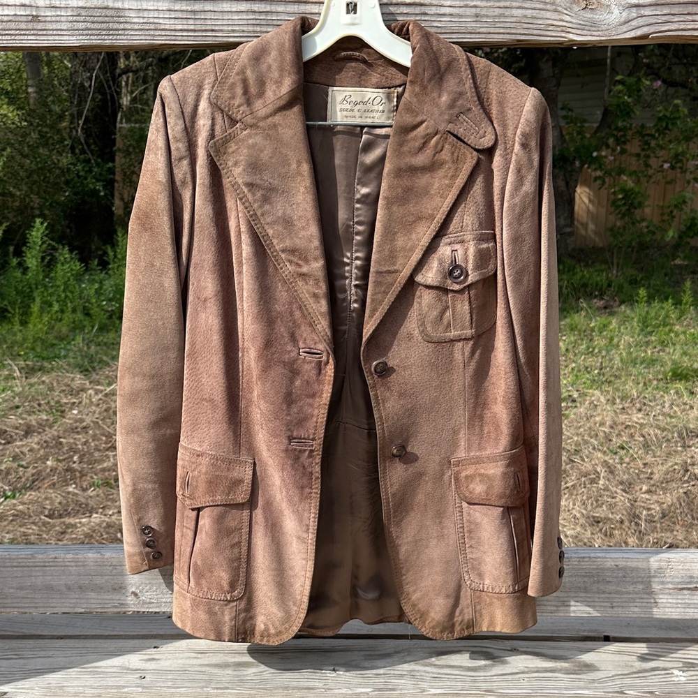 Vintage Suede Women’s Brown Jacket - Leather Look Blazer